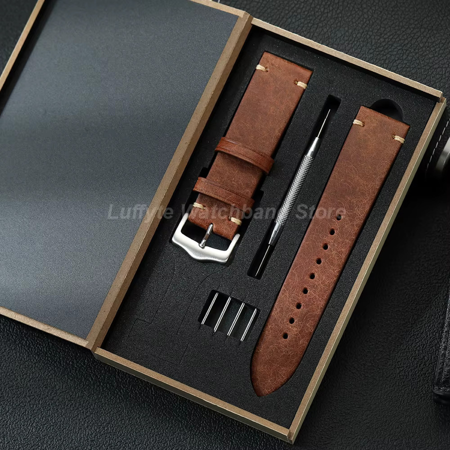 Luffyte Uhrenarmband Echtleder, Vintage, Herren, 20mm, 22mm - Bild 1