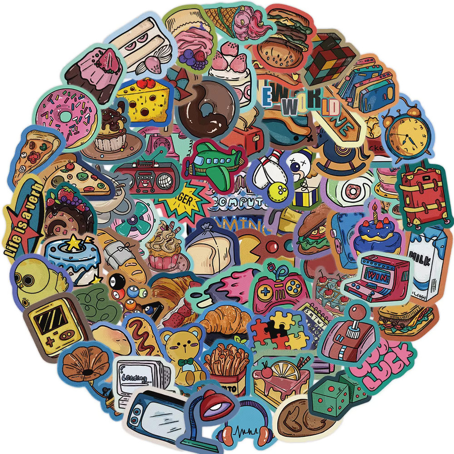 80 Stück Retro Karneval Graffiti Aufkleber wasserfest für Laptop und Helm in Multicolour von BulingBulingStickers Shop - Bild 2