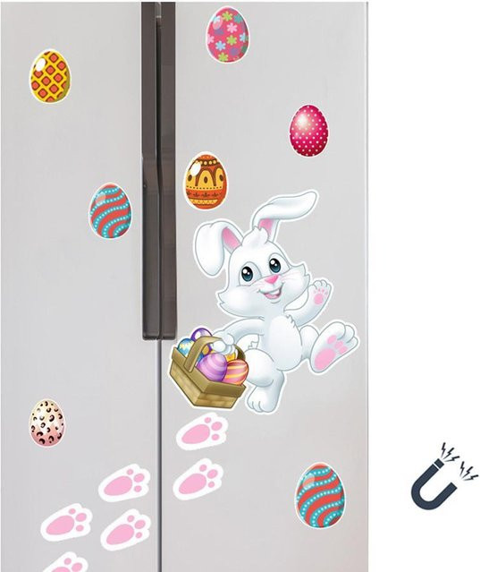 15 Stück Osterhase Kühlschrankmagnete von CosyHome in White und Multicolour mit Eier-Motiv - Bild 1