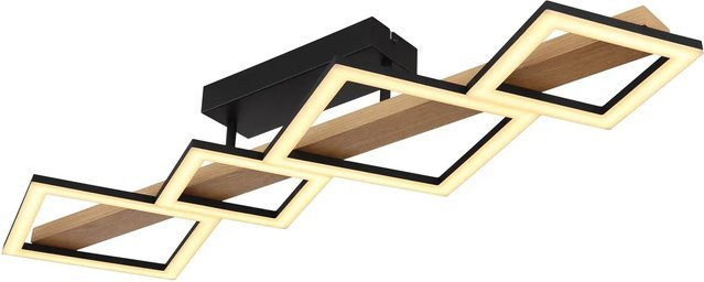 Globo LED-Deckenleuchte Dustin in Holzfarben und Schwarz, B: 92 cm, T: 30 cm, H: 35 cm - Bild 1