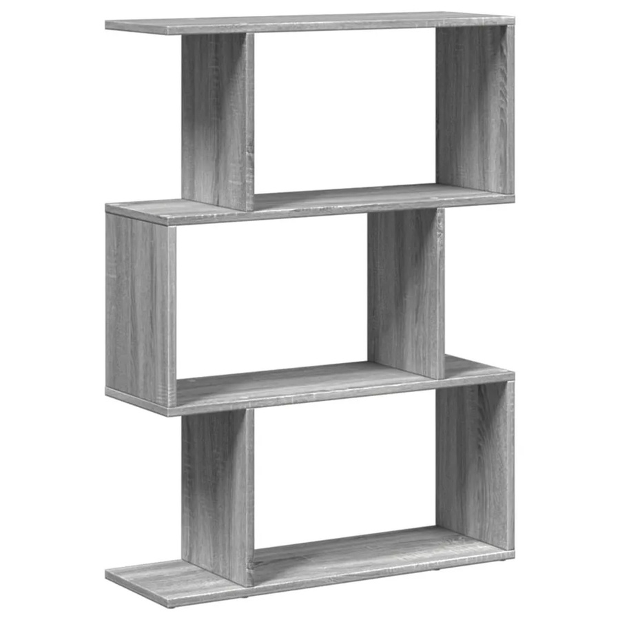 vidaXL Raumteiler-Bücherregal mit 3 Fächern in Grau Sonoma, modern und geometrisch, B/T/H: 70 x 24 x 97 cm - Bild 2