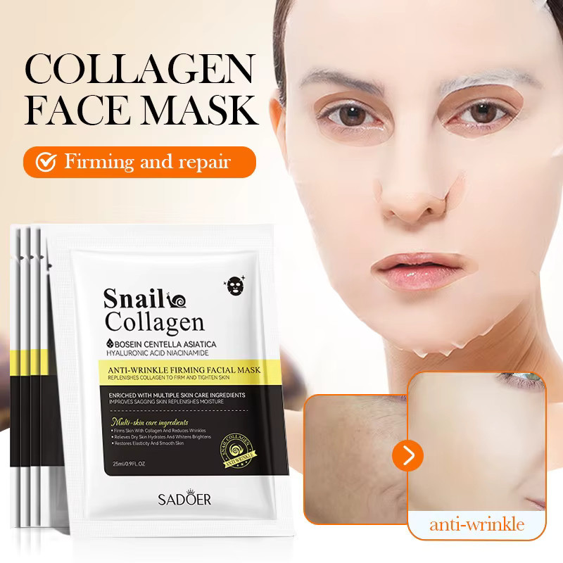 SADOER Schnecken-Kollagen Gesichtsmaske, 5 Stück, für alle Hauttypen - Bild 2