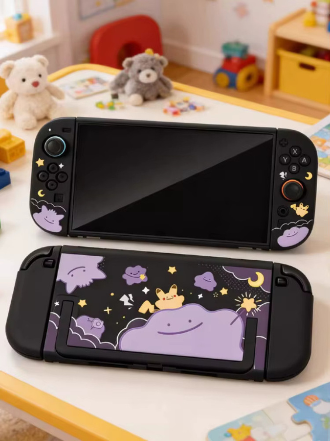 Bandai Matte Hartschalen-Schutzhülle mit Ditto-Muster für Nintendo Switch Joy-Con Handheld-Spielkonsole, Mehrfarbig - Bild 4
