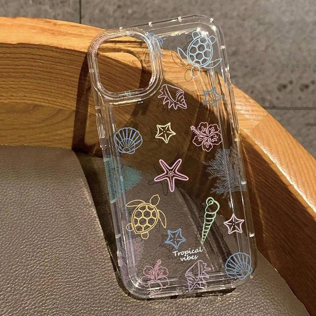 Transparente Handyhülle mit Sommer Meeresmuschel und Schildkröte Druck für Xiaomi Redmi Note 13 Pro 4G 5G, Note 12, Note 11, Note 10, Note 9 und weitere Modelle - Bild 1