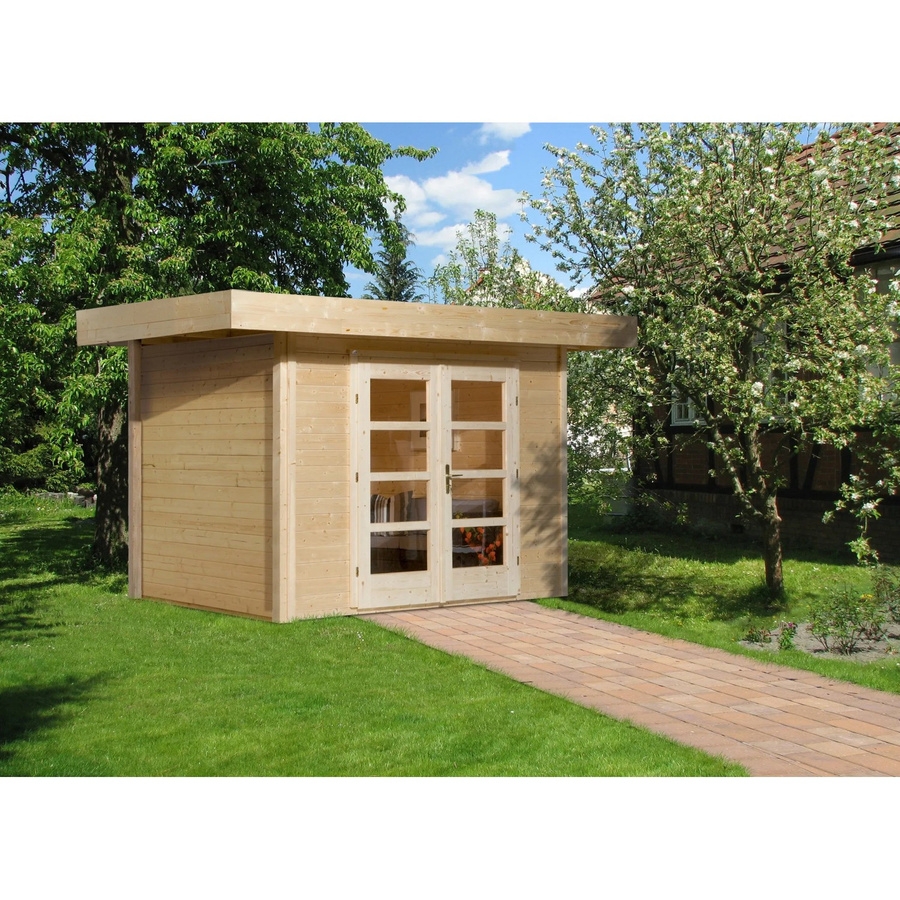 WEKA Designhaus 126 Gartenhaus aus Fichtenholz in Beige mit Vordach und Flachdach B/H/T: 356 x 226 x 211 cm - Bild 2