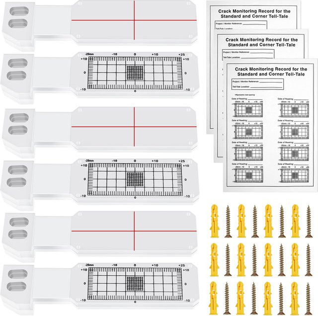 3er-Set Willkey Rissmonitor aus transparentem Acryl zur wasserdichten Überwachung von Wandverformungen und Rissen - Bild 1