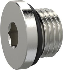 Riegler Verschlussschraube aus Messing mit Innensechskant 6 mm, G 1/4, NBR O-Ring, silberfarben galvanisiert - Bild 1