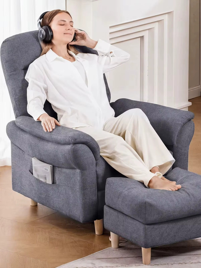 COMHOMA Relaxsessel mit Hocker und verstellbarer Rückenlehne aus Chenille Stoff, Polstersessel für Wohnzimmer und Schlafzimmer - Bild 7