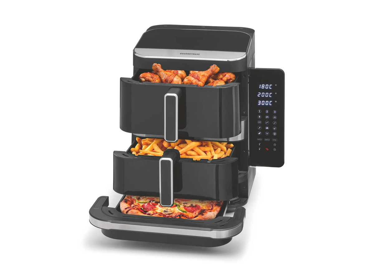 GOURMETMAXX Heißluftfritteuse ZHAF-1688A mit Dual Zone, 2800 Watt, Digital Display, Schwarz - Bild 2