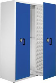 Kappes Zugwagenschrank RasterPlan mit Schlitzplatten und 2 Auszügen, Stahl, RAL 7035/5010, Höhe: 110 cm, Breite: 60 cm, Tiefe: 50 cm - Bild 1
