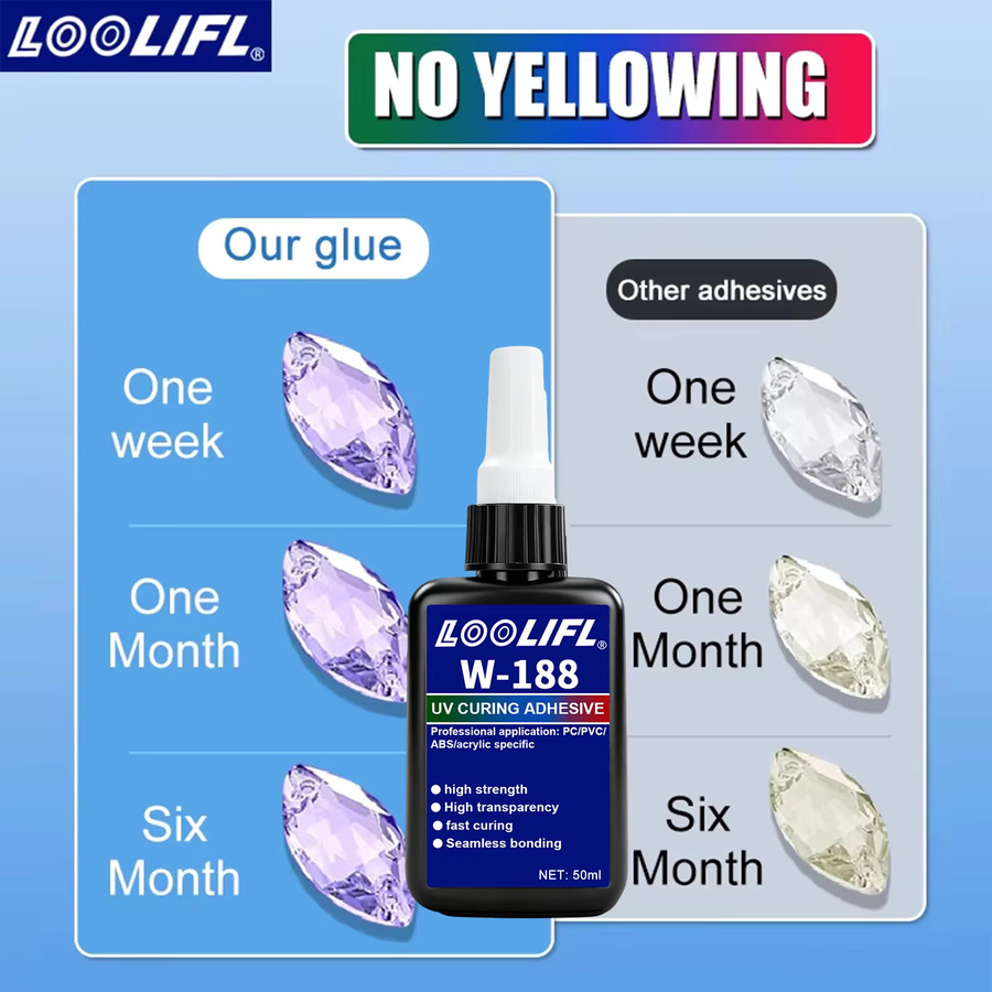 LOOLIFL UV-Harzkleber W-183, hochfester UV-härtender Klebstoff in Transparent, 50 ml - Bild 4