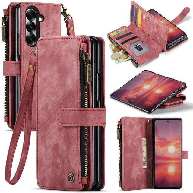 CaseMe Klapphülle aus Kunstleder mit Reißverschluss für Samsung Galaxy Z Fold8 Ultra in Pink - Bild 1