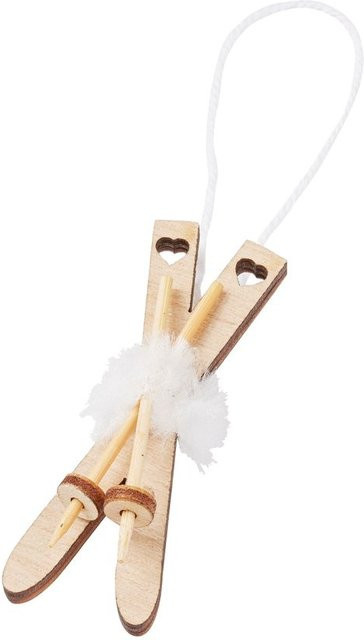 HobbyFun Miniatur Ski aus Holz in Beige - Bild 1