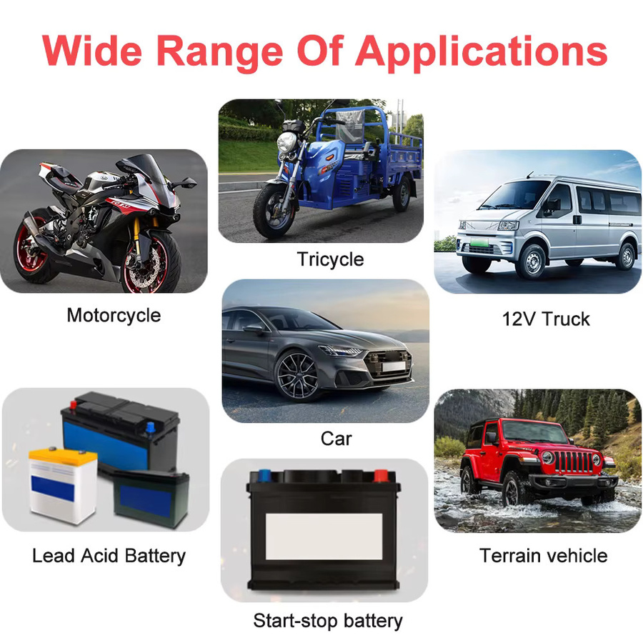 EAFC 12V 6A Power Puls Batterie Ladegerät mit LED Display für Auto, Motorrad und Lkw, geeignet für Nass- und Trockenblei-Säure-Batterien - Bild 5