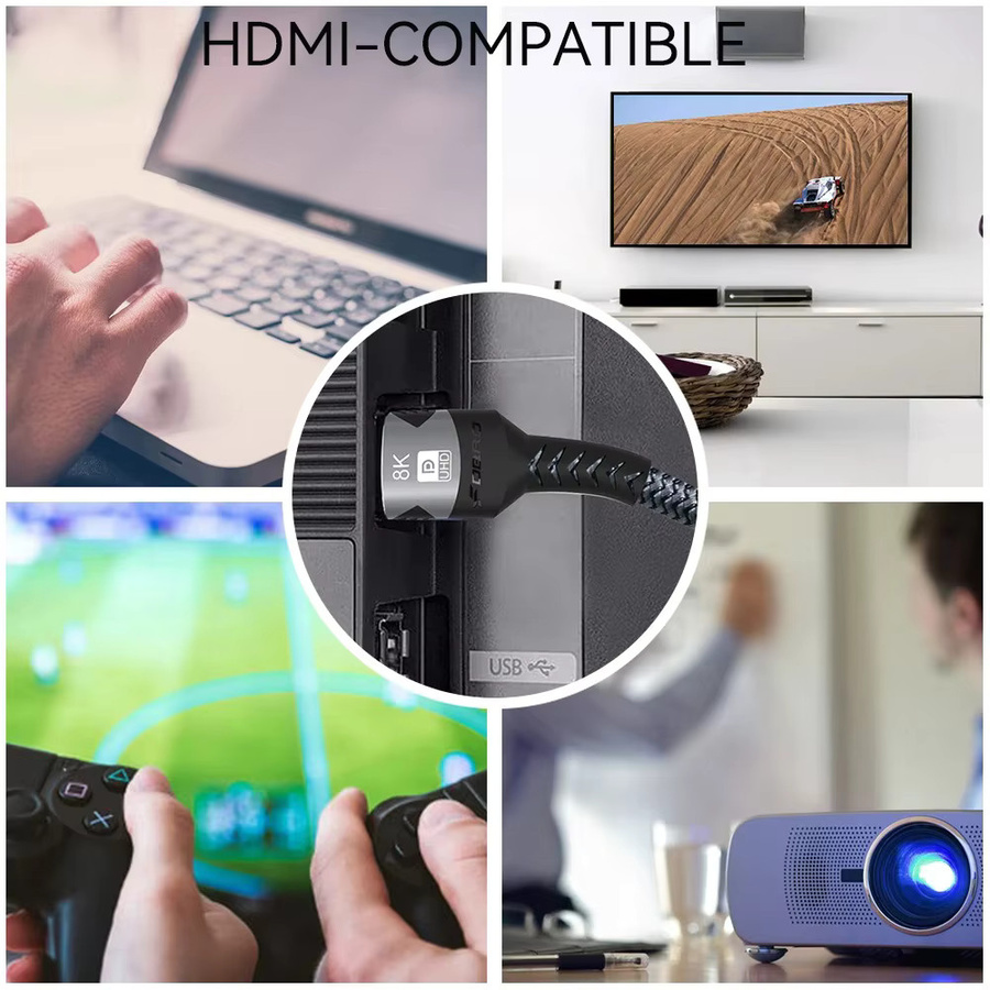 VAORLO HDMI 2.1 Kabel mit 48Gbps für 8K@60Hz und 4K@120Hz, unterstützt eARC und HDR für PC, PS5 und TV-Box - Bild 5