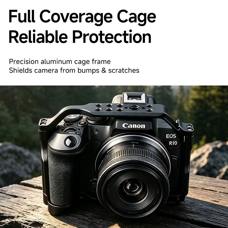Canon Kamerakäfig für EOS R10 in Schwarz mit magnetischem Schraubenschlüssel, kompatibel mit Gimbal und Stativ für Vlogging und Filmmaking - Bild 4