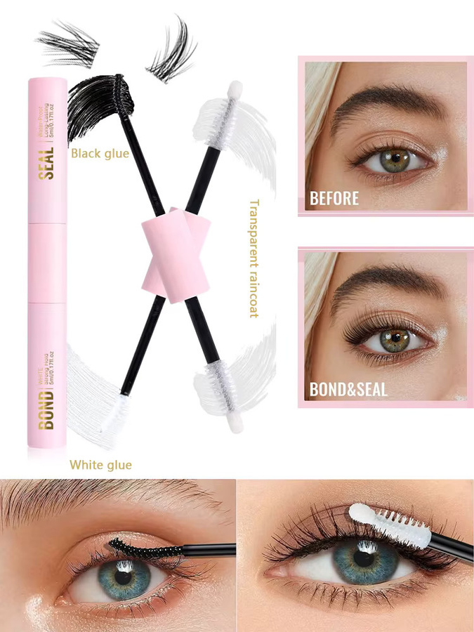 kzlet Dual-End Lash Bond And Seal Wimpernverlängerungskleber, Schwarz und Weiß - Bild 4