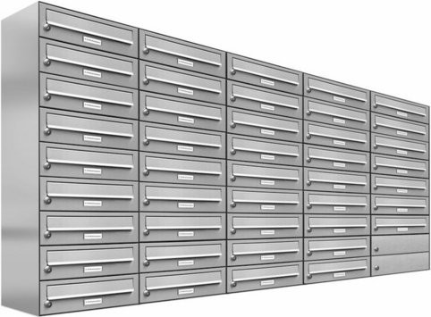 AL Briefkasten für 43 Parteien, Aufputzmontage, silberfarben, B/H/T: 191,5 x 103,5 x 27,5 cm - Bild 1