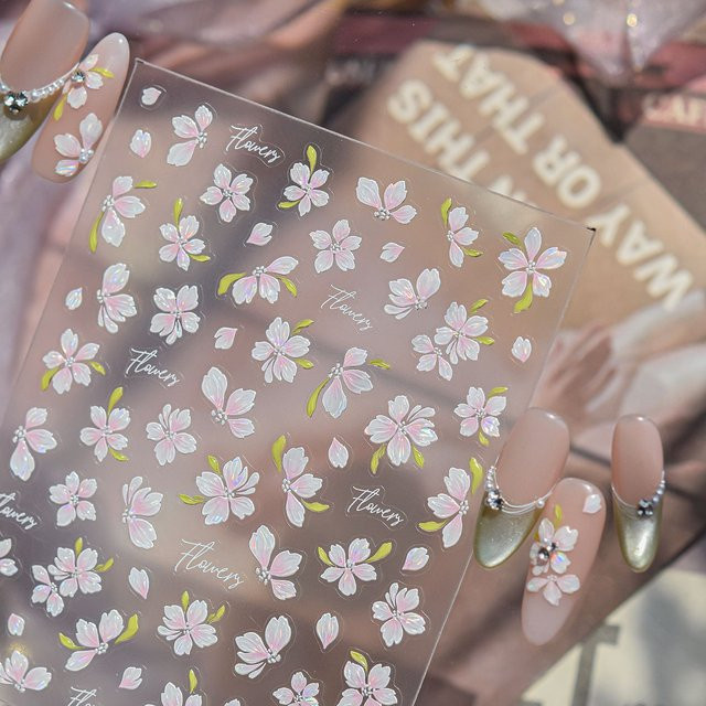 NAILFYOU Nagelaufkleber, Rosa Blumen, Glänzend, Unisex - Bild 1