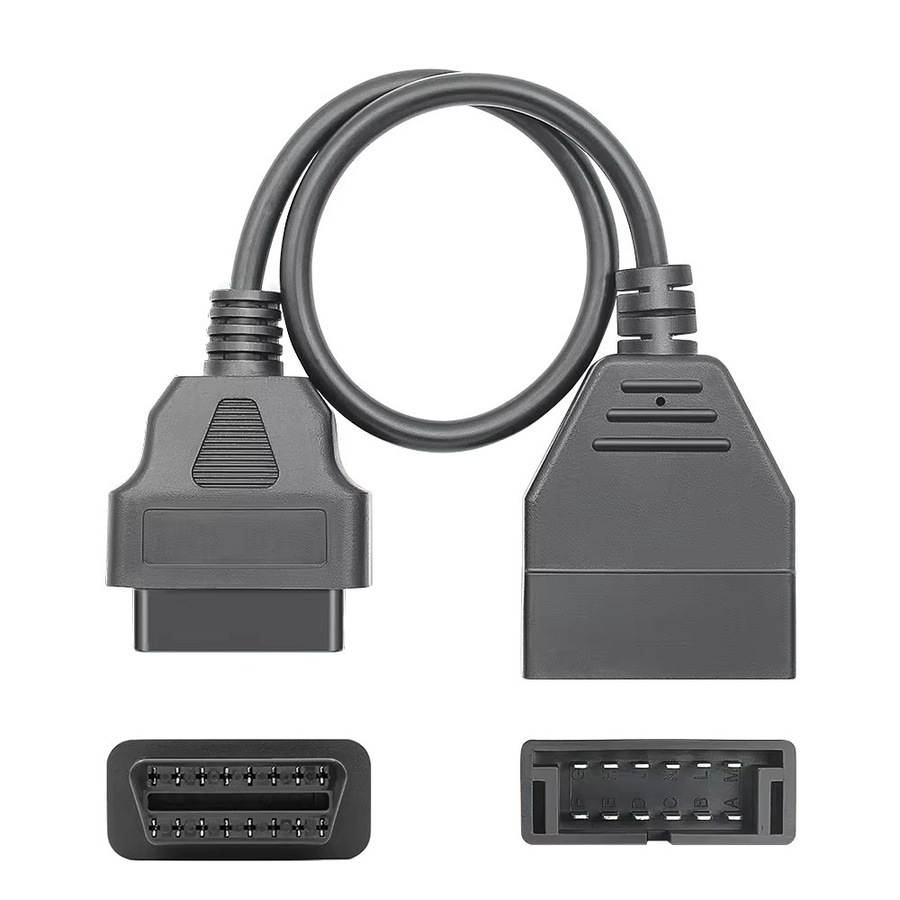 JFIND OBD2 Verlängerungskabel Adapter von 12-Pin auf 16-Pin in Schwarz für die universelle Fahrzeugdiagnose - Bild 2