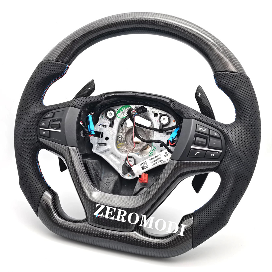 Real Carbon Fiber Lenkrad mit Paddles Shifter für BMW 5er F10 F11 F12 F01 F07 M5 in Schwarz - Bild 3