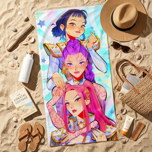 Weiches Anime Strandtuch für Reisen und Schwimmen, Multicolor, B/H: 70 x 140 cm - Bild 1