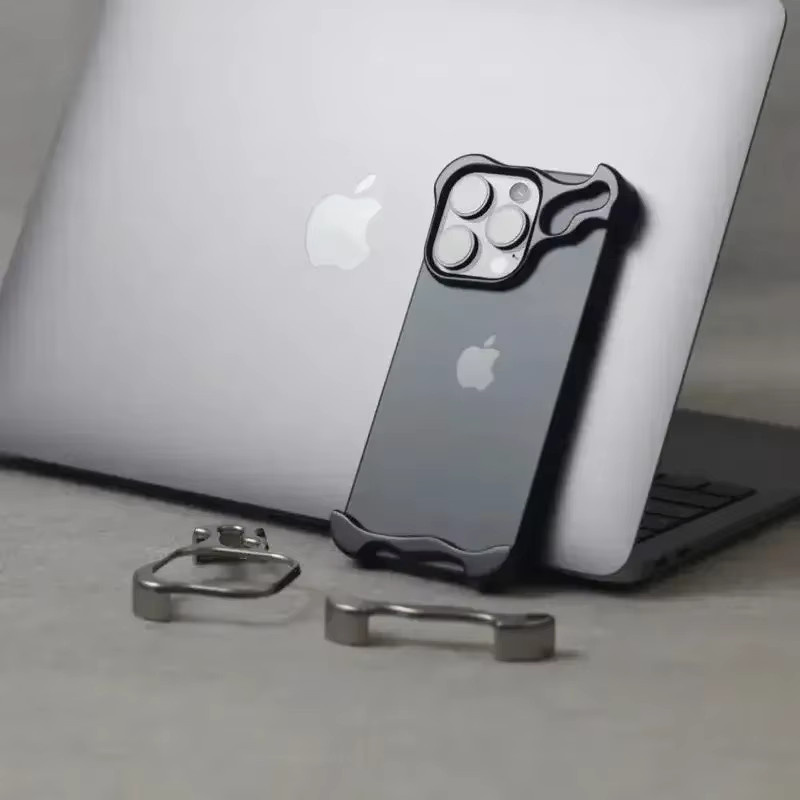Stoßfeste Metall-Bumper-Handyhülle aus Aluminium für Apple iPhone mit Linsenschutzfolie in Silber - Bild 3