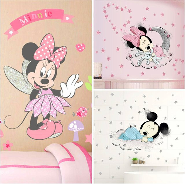 Disney Mickey Mouse und Minnie Mouse selbstklebendes Wandtattoo für das Kinderzimmer in Mehrfarbig - Bild 1