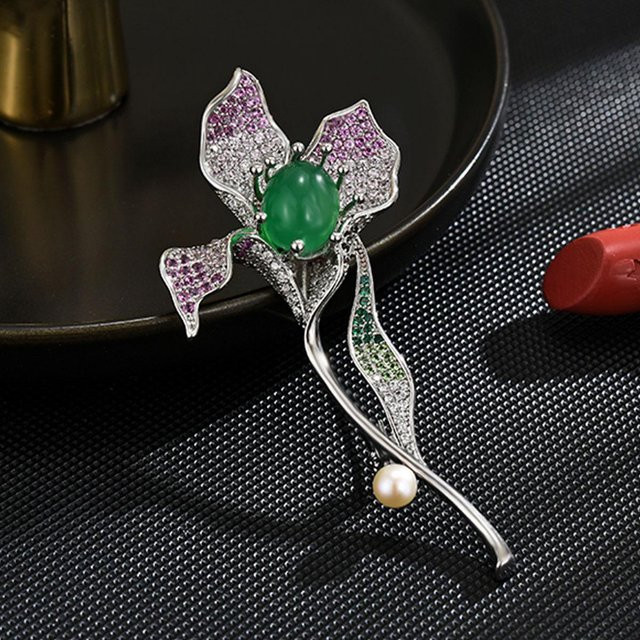 YIRAN Magnolienbrosche, Perlen, Damen - Bild 1