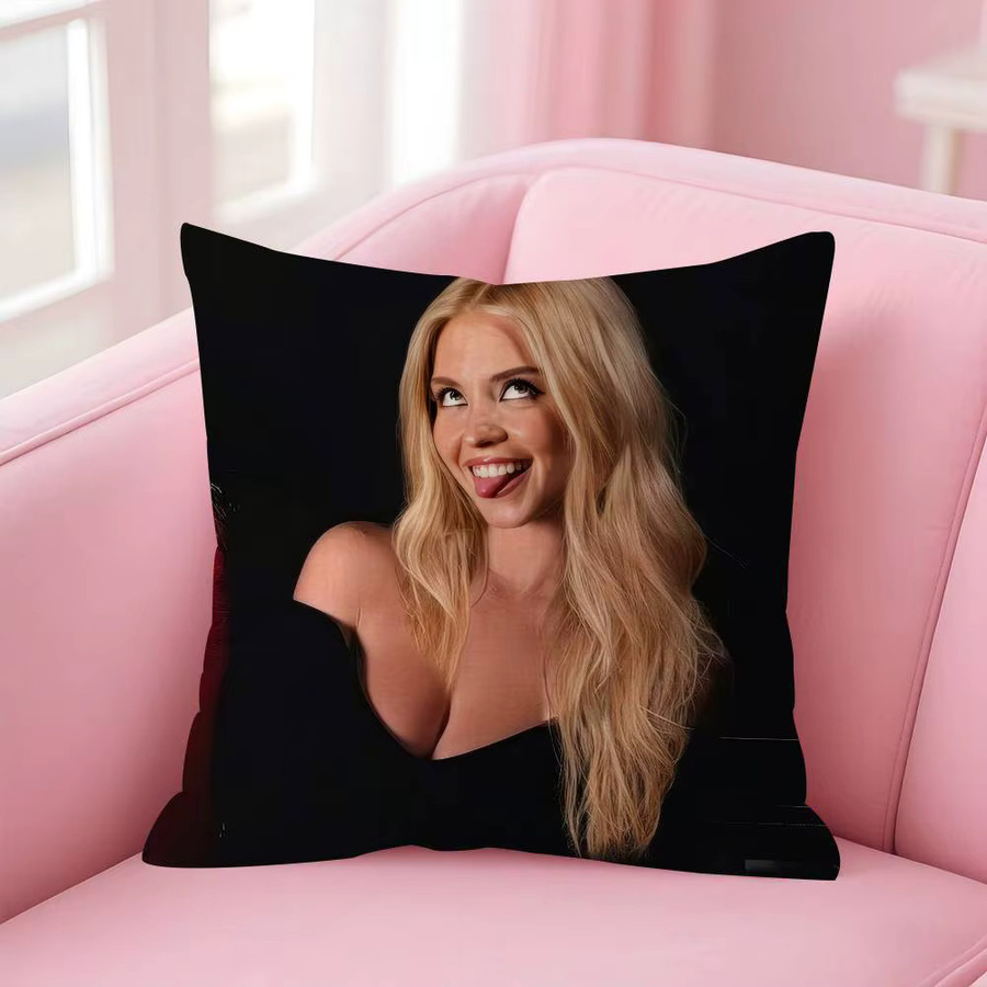 Kayou Kissenbezug mit Sydney Sweeney in Schwarz, quadratische Kissenhülle für Sofa und Auto, Breite: 30 cm, Höhe: 30 cm - Bild 5