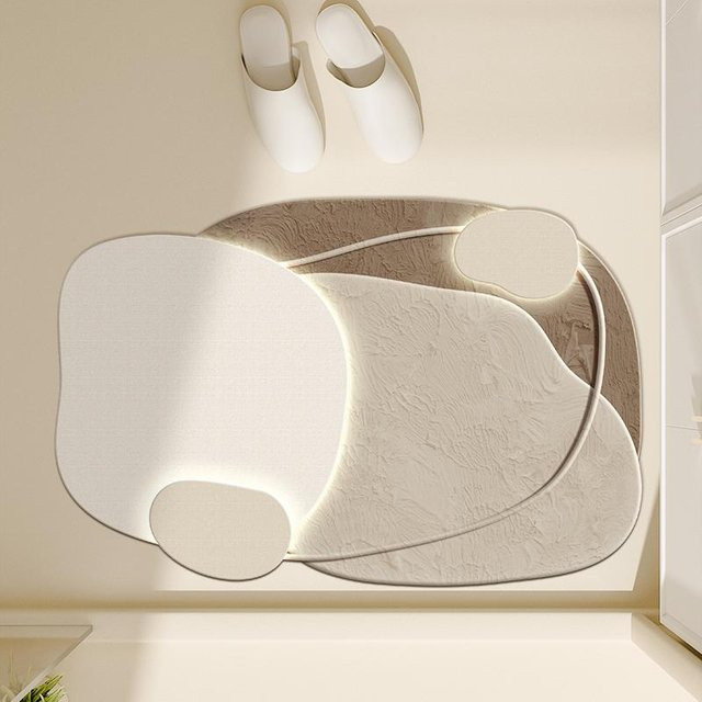 Saugfähige Badezimmermatte aus Diatomeenerde in Beige, rutschfeste Küchenfußmatte mit minimalistischem Design, B/B: 40 x 60 cm - Bild 1