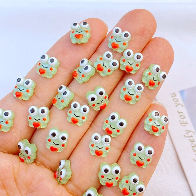 50 Stück Mini Frosch-Serie Maniküre-Verzierungen aus grünem Harz, 7 x 8 mm - Bild 1