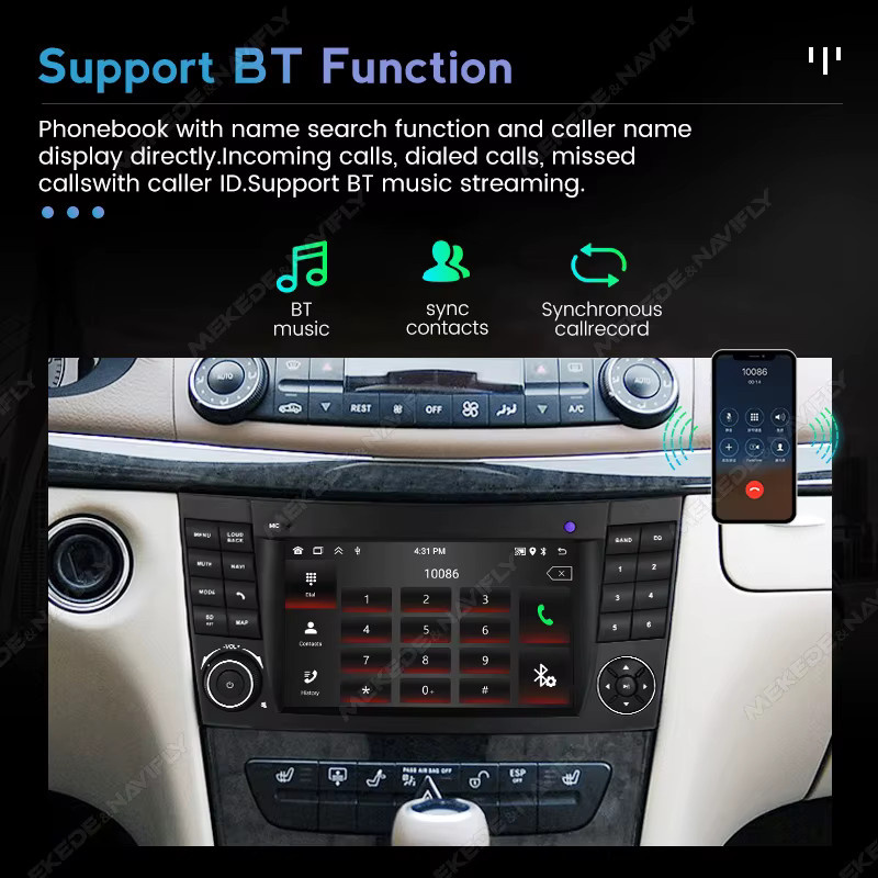 NAVIFANS Autoradio mit CarPlay und Android Auto für Mercedes Benz E-Klasse W211 und CLS-Klasse W219, GPS und WLAN, Schwarz - Bild 3