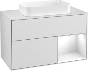 V&B Waschtischunterschrank Finion 100 mit Wandbeleuchtung in Weiß lackiert, Breite: 100 cm - Bild 1