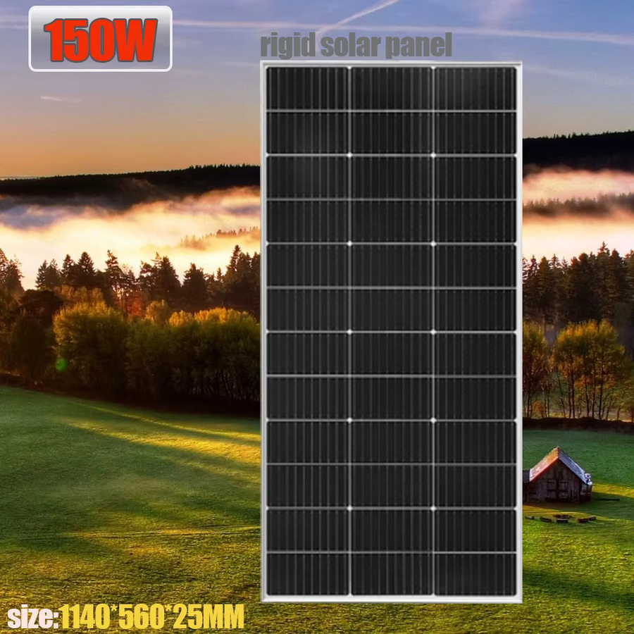BOGUANG Starres Solarmodul mit Glas-Solarzellen für 12V-Batterien, 100W bis 150W Leistung für Zuhause, Auto, Wohnmobil und Yacht - Bild 1