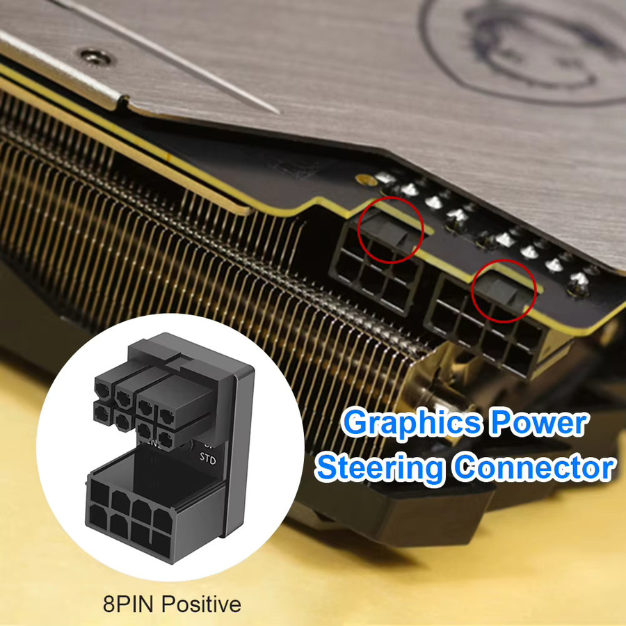ALLOYSEED PCIe 6/8-Pin VGA Buchse abgewinkelt in Schwarz für Desktop-Grafikkarten und GPUs - Bild 2