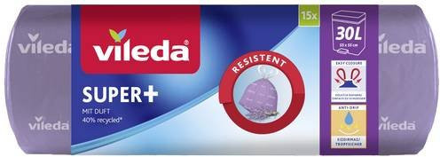 Vileda SUPER+ Müllsäcke Lavendel 30 l, 15 Stück, Lila - Bild 1
