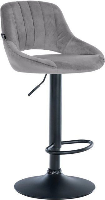 DELUKE Barhocker SEGAD mit Lehne aus Samt in Dunkelgrau und Schwarz, B/T/H: 47 x 48 x 85 cm - Bild 1