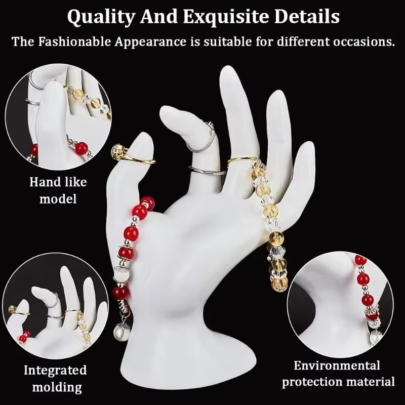 OK Gesture Ring Handhalter Schwarz als Schmuckständer und Uhrenständer aus Kunststoff für Ringe, Armbänder und Uhren zur Präsentation und als Foto-Requisite - Bild 4