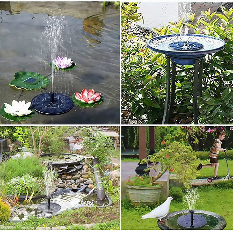 APWIKOGER Solarbetriebene Wasserfontänenpumpe mit 6 Düsen in Schwarz für Gartenteiche, Pools und Fischbecken - Bild 4
