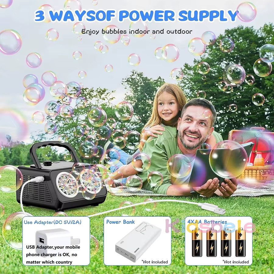 Kidsbele Elektrische Blasenmaschine, 26 Löcher, Schwarz, ab 3 Jahre - Bild 6