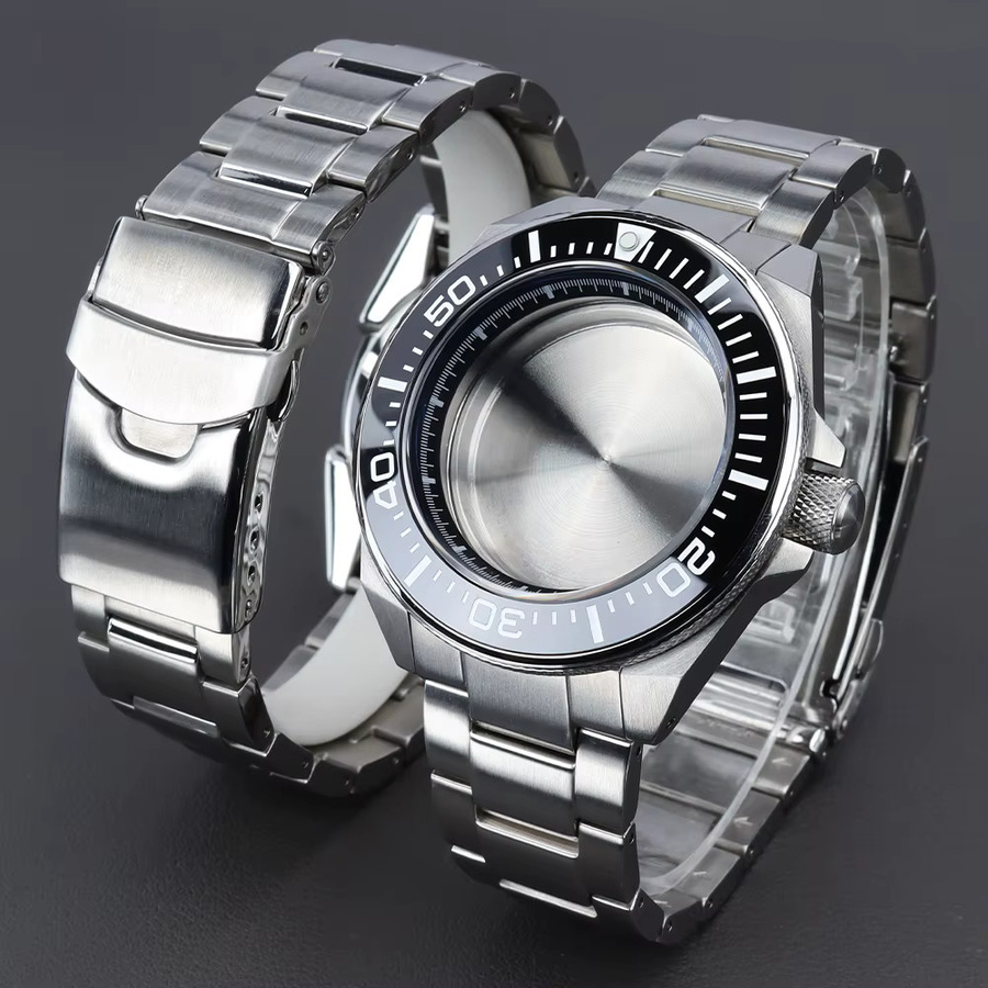 YEJIAOLAN Taucheruhrengehäuse mit Armband, Edelstahl, Silber, 43 mm - Bild 1