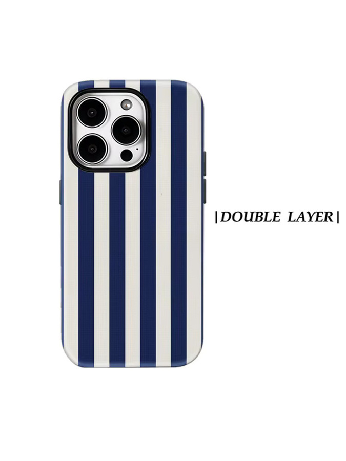 Robuste Handyhülle von Potdemiel mit marineblauen und weißen vertikalen Streifen für iPhone 17 16 15 14 13 Pro Max Plus, magnetische Doppelschicht-Schutzhülle - Bild 6