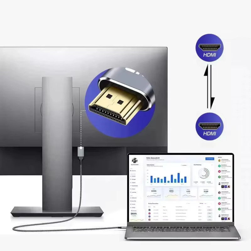 MINGCVIL HDMI 2.1 Kabel mit 48Gbps für 8K 60Hz und 4K 120Hz, HDR und 3D-Video, Schwarz - Bild 3