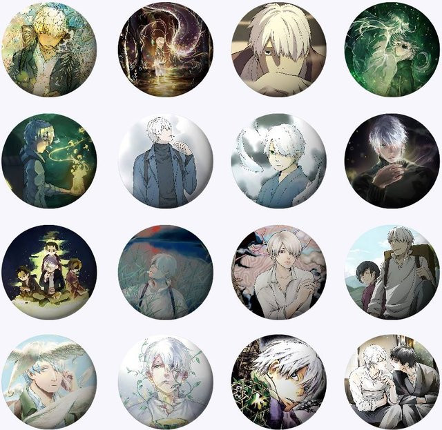 Brosche Mushishi, Acryl, Cartoon, Rund - Bild 1