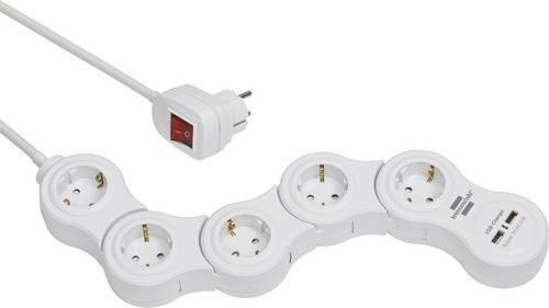 Brennenstuhl Vario Power Steckdosenleiste Weiß mit 5 AC-Ausgängen und 2 USB-A Anschlüssen - Bild 1