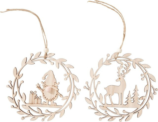VBS Holz-Anhänger Wichtel und Rentier in Beige als 2er-Set für Weihnachten - Bild 1