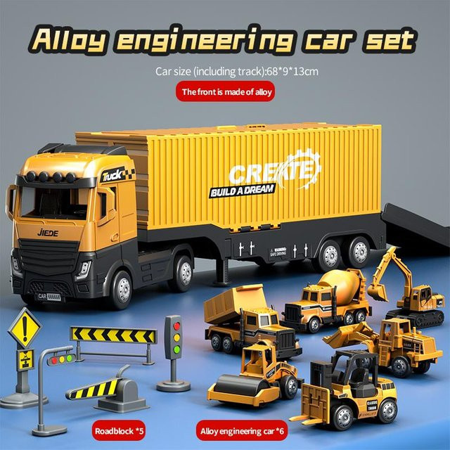 Linyi toy car Container-LKW-Set, 6-teiliges Set, 1:40, ab 3 Jahren - Bild 1