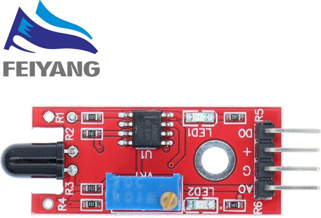 SAMIORE ROBOT KY-026 Flammen-Sensor Modul IR Detektor zur Temperaturerkennung in Rot - Bild 1