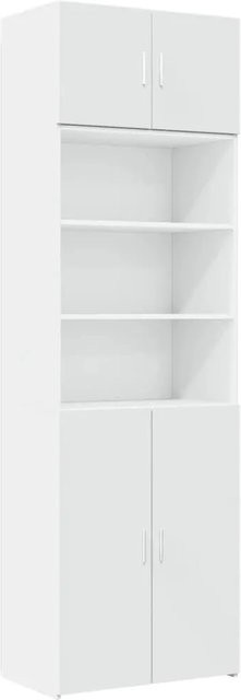 vidaXL Hochschrank Weiß aus Holzwerkstoff mit Türen und offenen Regalfächern B/T/H: 70 x 42,5 x 225 cm - Bild 1